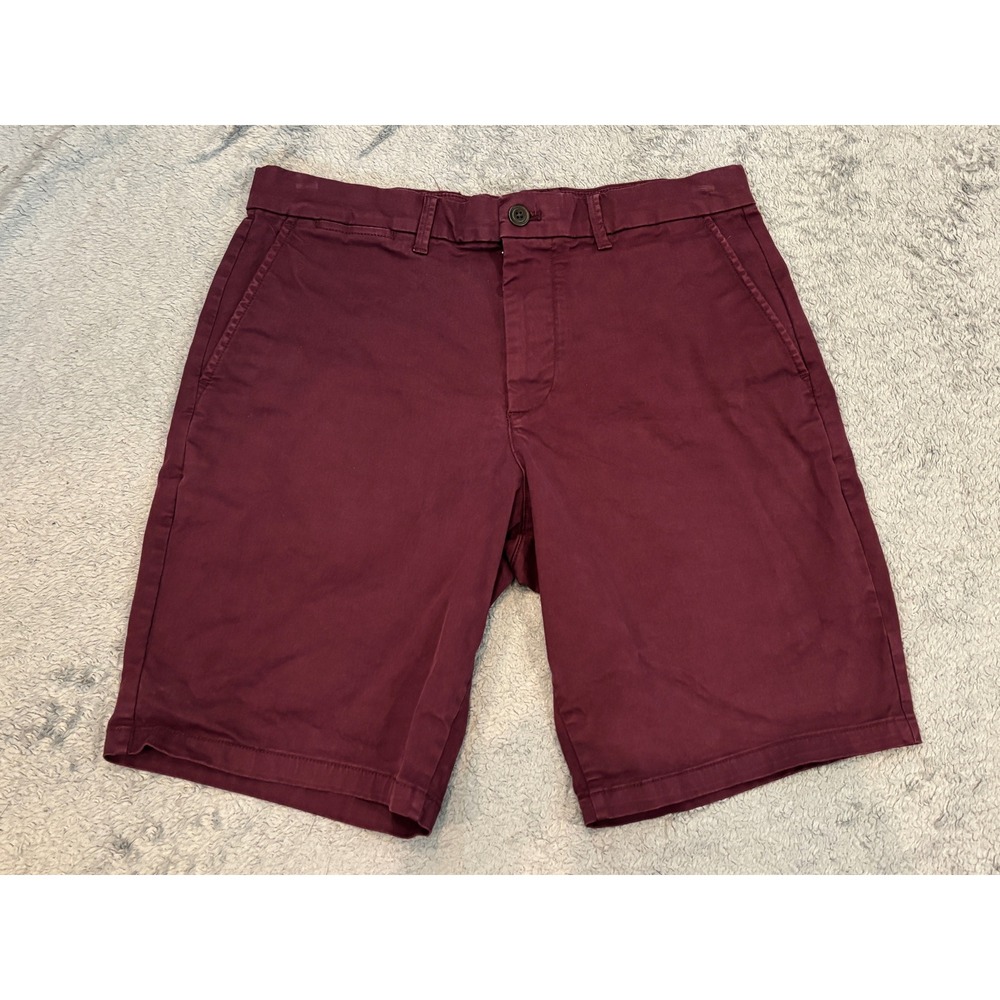 Gap Mens 31 Chino Shorts Burgundy Maroon 10 Inch Stretch Cotton Twill Flat Front